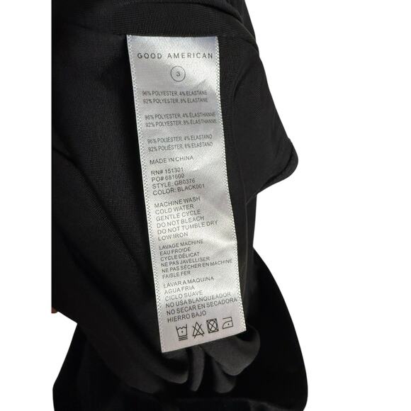 Good American Black Velvet Deep V Neck Long Sleeve Bodysuit Size Large - Picture 6 of 7